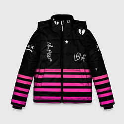 Куртка зимняя для мальчика Lil Peep розовые полосы, цвет: 3D-черный