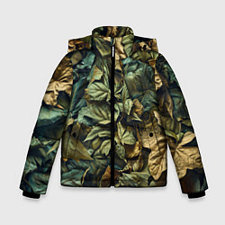 Зимняя куртка для мальчика Реалистичный камуфляж из листьев