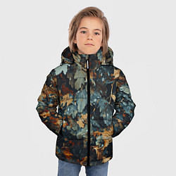 Куртка зимняя для мальчика Реалистичный камуфляж из сухих листьев, цвет: 3D-красный — фото 2