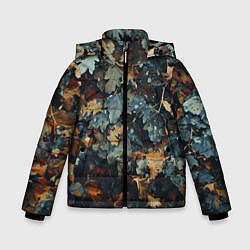 Куртка зимняя для мальчика Реалистичный камуфляж из сухих листьев, цвет: 3D-черный