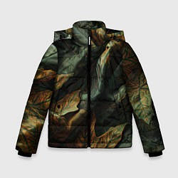 Зимняя куртка для мальчика Реалистичный охотничий камуфляж из ткани и листьев
