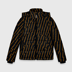 Куртка зимняя для мальчика Чёрные полосы и оранжевые полосочки, цвет: 3D-светло-серый