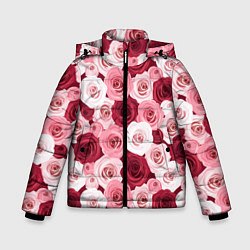 Куртка зимняя для мальчика Красные и розовые розы, цвет: 3D-светло-серый