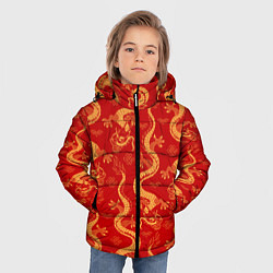 Куртка зимняя для мальчика Желтый - дракон, цвет: 3D-светло-серый — фото 2