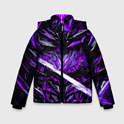 Зимняя куртка для мальчика Фиолетовый камень на чёрном фоне
