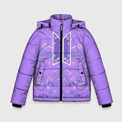 Куртка зимняя для мальчика BTS - ARMY Цветочный принт, цвет: 3D-черный