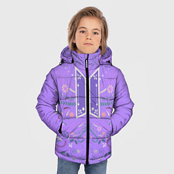 Куртка зимняя для мальчика BTS - ARMY Цветочный принт, цвет: 3D-черный — фото 2
