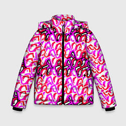 Зимняя куртка для мальчика Розовый узор и белая обводка