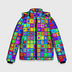 Зимняя куртка для мальчика Узор из разноцветных квадратов