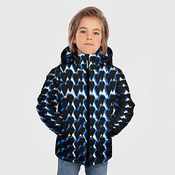 Куртка зимняя для мальчика Чёрно-синие сердечки на белом фоне, цвет: 3D-светло-серый — фото 2