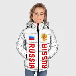 Куртка зимняя для мальчика Россия три полоски на белом фоне, цвет: 3D-светло-серый — фото 2