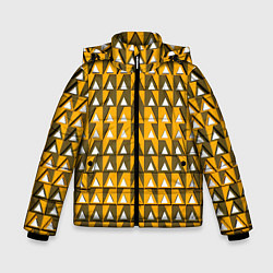 Куртка зимняя для мальчика Узор из треугольников жёлтый, цвет: 3D-черный