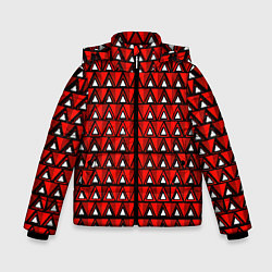 Зимняя куртка для мальчика Узор из треугольников с чёрной обводкой красный