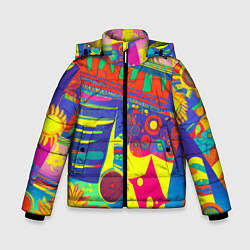 Зимняя куртка для мальчика Яркая графическая абстракция