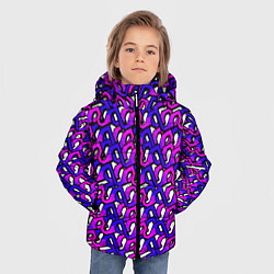 Куртка зимняя для мальчика Фиолетовый узор и чёрная обводка, цвет: 3D-черный — фото 2
