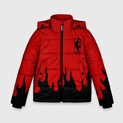 Куртка зимняя для мальчика NBA огонь спорт текстура, цвет: 3D-красный