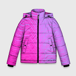 Куртка зимняя для мальчика Розовые градиентные линии, цвет: 3D-черный