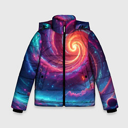 Зимняя куртка для мальчика Яркая неоновая галактика - нейросеть