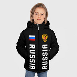 Куртка зимняя для мальчика Россия три полоски на черном фоне, цвет: 3D-черный — фото 2