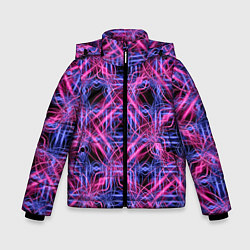 Куртка зимняя для мальчика Розово-фиолетовые светящиеся переплетения, цвет: 3D-черный