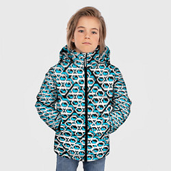 Куртка зимняя для мальчика Сине-белый узор на чёрном фоне, цвет: 3D-красный — фото 2