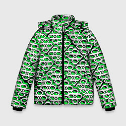 Зимняя куртка для мальчика Зелёно-белый узор на чёрном фоне