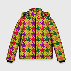 Зимняя куртка для мальчика Цветные гусиные лапки принт