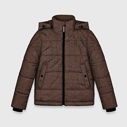 Куртка зимняя для мальчика Абстракция порезы коричневый, цвет: 3D-светло-серый