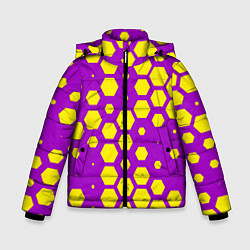 Зимняя куртка для мальчика Желтые соты на фиолетовом фоне