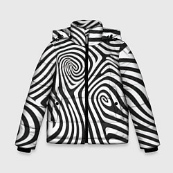 Куртка зимняя для мальчика Черно-белый водоворот - зебра исллюзия шкуры, цвет: 3D-черный