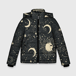 Куртка зимняя для мальчика Звёздная карта с лунами и солнцем, цвет: 3D-красный