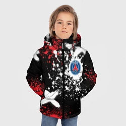 Куртка зимняя для мальчика Пари Сен-Жермен на фоне граффити и брызг красок, цвет: 3D-черный — фото 2