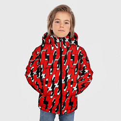 Куртка зимняя для мальчика Техно узор красный, цвет: 3D-черный — фото 2