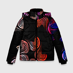 Куртка зимняя для мальчика Чёрные звёзды и завихрения, цвет: 3D-красный