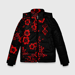 Куртка зимняя для мальчика Клеймо жертвы из аниме Берсерк - красные цветы, цвет: 3D-светло-серый