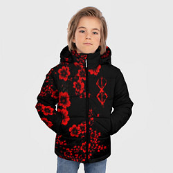 Куртка зимняя для мальчика Клеймо жертвы из аниме Берсерк - красные цветы, цвет: 3D-светло-серый — фото 2