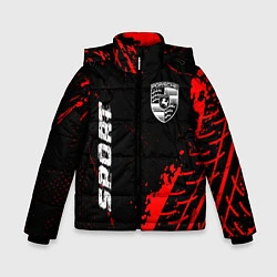 Куртка зимняя для мальчика Porsche red sport tires, цвет: 3D-черный