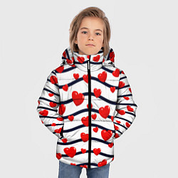 Куртка зимняя для мальчика Сердца на линиях, цвет: 3D-красный — фото 2