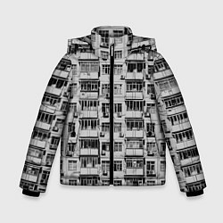 Куртка зимняя для мальчика Панелька в черно-белых тонах, цвет: 3D-черный