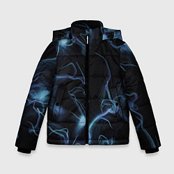 Куртка зимняя для мальчика Синие неоновые молнии, цвет: 3D-черный