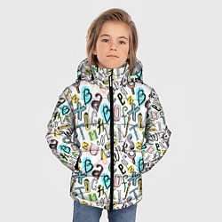 Куртка зимняя для мальчика Цветные каракули буквы алфавита, цвет: 3D-светло-серый — фото 2