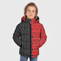 Куртка зимняя для мальчика Чёрно-красный паттерн с белой обводкой, цвет: 3D-красный — фото 2