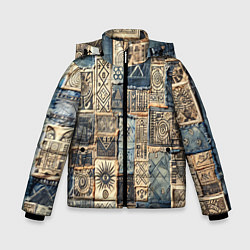 Зимняя куртка для мальчика Татуировки племени майя пэчворк