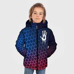Куртка зимняя для мальчика Death Stranding неоновые соты, цвет: 3D-черный — фото 2