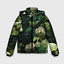 Зимняя куртка для мальчика Черепа в поле цветов