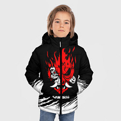 Куртка зимняя для мальчика Логотип самурая из киберпанка 2077, цвет: 3D-черный — фото 2
