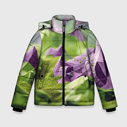 Зимняя куртка для мальчика Геометрический пейзаж фиолетовый и зеленый