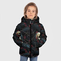 Куртка зимняя для мальчика Черепа в кустах с шипами, цвет: 3D-черный — фото 2