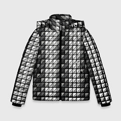 Куртка зимняя для мальчика Чёрно-белые квадраты, цвет: 3D-светло-серый