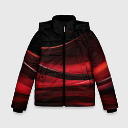 Зимняя куртка для мальчика Темная красная абстракция на черном фоне